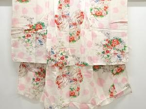 アンティーク　絽波に花籠模様着物